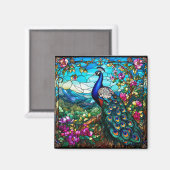 Schöner Pfau im Blumengarten Magnet (Vorderseite/Rückseite)