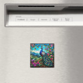 Schöner Pfau im Blumengarten Magnet (In Situ (Geschirrspüler))