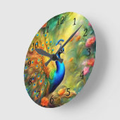 Schöner Pfau im Gartenvogel 98 Runde Wanduhr (Winkel)