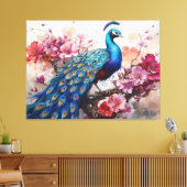 Schöner Pfau mit Blume Leinwanddruck (Insitu (Wohnzimmer))