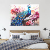 Schöner Pfau mit Blume Leinwanddruck (Insitu (Schlafzimmer))