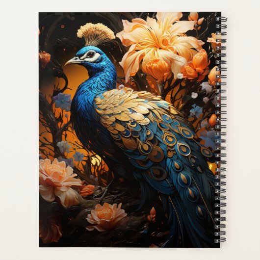 Schöner Pfau mit Blume Planer (Rückseite)