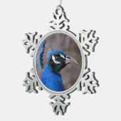 Schöner Pfau Schneeflocken Zinn-Ornament (Rechts)