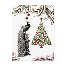 Schöner Pfau und Christbaum