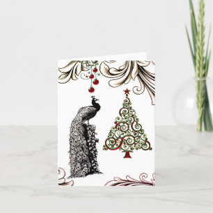 Schöner Pfau-und Weihnachtsbaum-Feiertag Dankeskarte