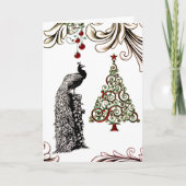 Schöner Pfau, Weihnachtsbaum Urlaub Karte (Vorderseite)