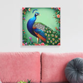 Schöner Pfauenblumenhintergrund Leinwanddruck (Insitu (Wohnzimmer))