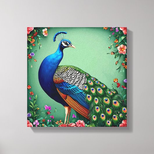 Schöner Pfauenblumenhintergrund Leinwanddruck (Vorderseite)