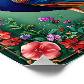 Schöner Pfauenblumenhintergrund Poster (Ecke)