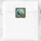 Schöner Pfauenhintergrund Quadratischer Aufkleber (Tasche)