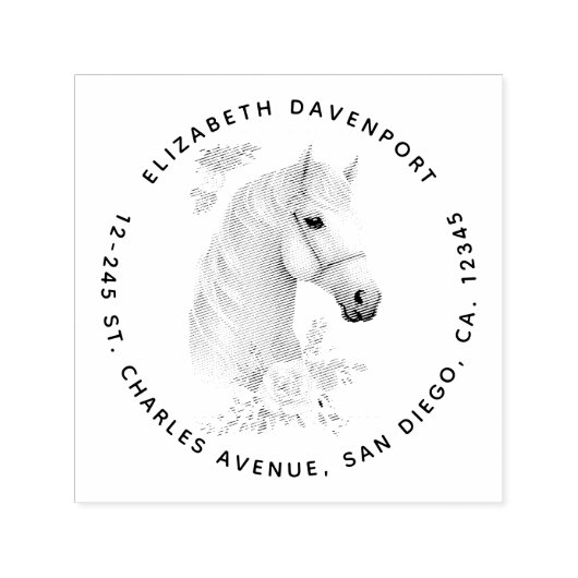 Schöner Pferdekopf Boho Floral Permastempel (Design)