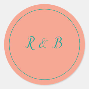 Schöner Pfirsich und Aquamarin Runder Aufkleber