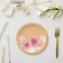 Schöner Pfirsich und weißes Blumenkranz