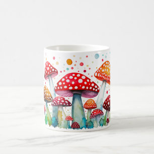 Schöner Pilzwald Wasserfarbstil Pilze Kaffeetasse