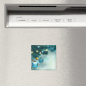 Schöner Pinienbaum mit blauem Weihnachtsball Magnet (In Situ (Geschirrspüler))