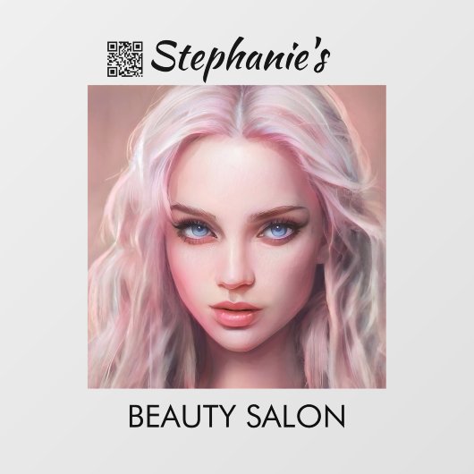 Schöner Pink Fair Girl Schönheitssalon mit QR Code Fensteraufkleber (Blatt)