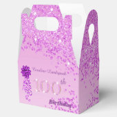 Schöner Pink Glitzer & Ribbon 100. Geburtstag Geschenkschachtel (Geöffnet)