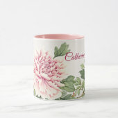Schöner Pink Peony Romantischer Individuelle Name Tasse (Zentrum)