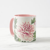 Schöner Pink Peony Romantischer Individuelle Name Tasse (Vorderseite Links)