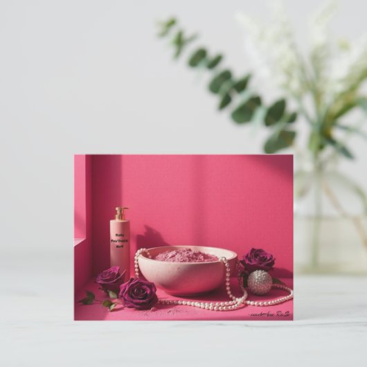 Schöner Pink Powderraum Postkarte (Stehend Vorderseite)