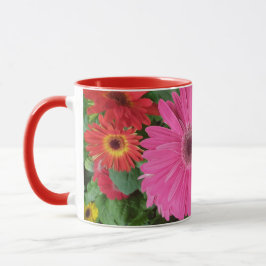 SCHÖNER PINK RED GERBERA BLUME BLUMENTAN UND NAME TASSE