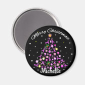 Schöner Pink Ribbon Weihnachtsbaum Magnet (Vorderseite/Rückseite)