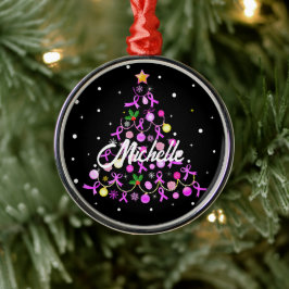 Schöner Pink Ribbon Weihnachtsbaum Ornament Aus Metall