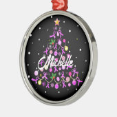 Schöner Pink Ribbon Weihnachtsbaum Ornament Aus Metall (Links)