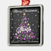 Schöner Pink Ribbon Weihnachtsbaum Ornament Aus Metall (Links)