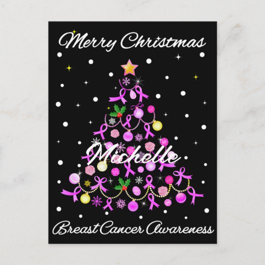 Schöner Pink Ribbon Weihnachtsbaum Postkarte (Vorderseite)