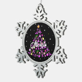 Schöner Pink Ribbon Weihnachtsbaum Schneeflocken Zinn-Ornament (Rechts)