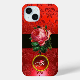 SCHÖNER PINK ROSE RED BLACK DAMASK RUBY MONOGRAMM Case-Mate iPhone HÜLLE