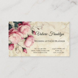 Schöner Pink Roses Hochzeitsplaner Visitenkarte