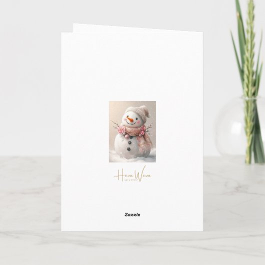 Schöner Pink Weihnachtsschneemann Blank Dankeskarte (Rückseite)