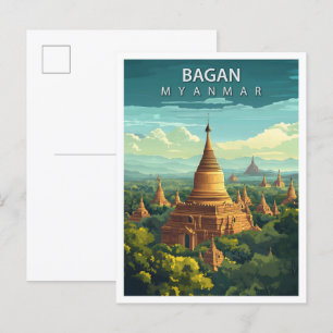 Schöner Platz Bagan Myanmar Art Travel Postkarte
