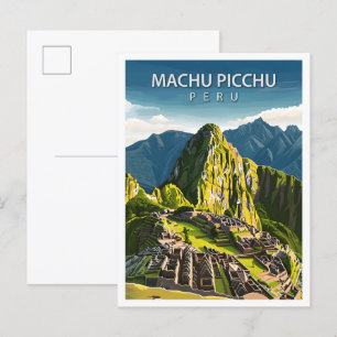 Schöner Platz Machu Picchu Illustration Reise Postkarte