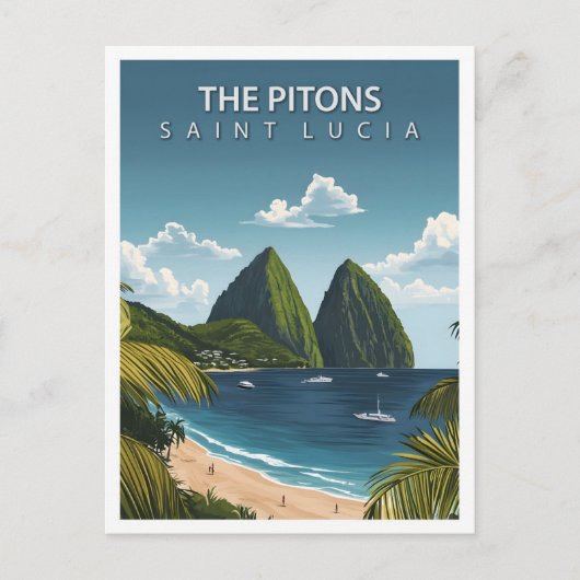 Schöner Platz Pitons San Lucia Postkarte (Vorderseite)