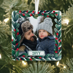 Schöner Platz Weihnachtskranz Foto & Jahr hinzufüg Ornament Aus Metall