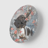 Schöner Pointer mit Fasanen   Runde Wanduhr (Winkel)