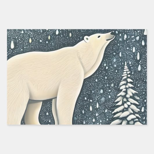 Schöner Polar-Bär Geschenkpapier Set (Vorderseite 3)