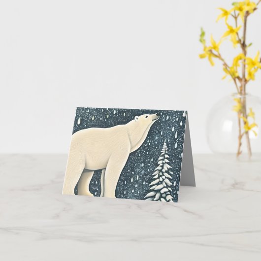 Schöner Polar-Bär Karte (Gelbe Blume)