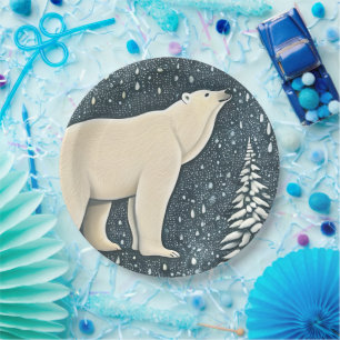 Schöner Polar-Bär Pappteller