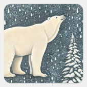 Schöner Polar-Bär Quadratischer Aufkleber (Vorderseite)