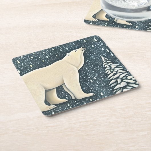Schöner Polar-Bär Rechteckiger Pappuntersetzer (angewinkelt)