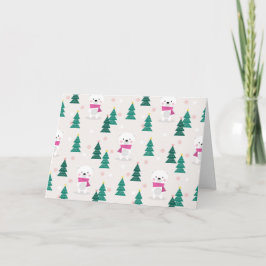 Schöner Polar-Bär und Weihnachtsbaum Karte