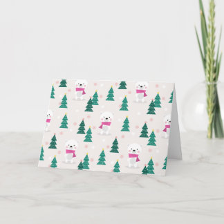 Schöner Polar-Bär und Weihnachtsbaum Karte