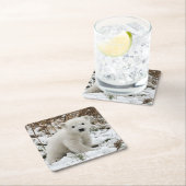 Schöner Polar Bear Cub Rechteckiger Pappuntersetzer (Vor Ort)