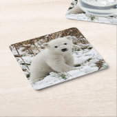 Schöner Polar Bear Cub Rechteckiger Pappuntersetzer (angewinkelt)