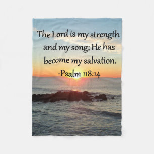 Schöner Psalm 118:14 Sonnenaufgang Foto Design Fleecedecke