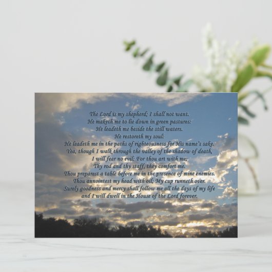 Schöner Psalm 23 Christliche Bibel Verse Sonnenauf Karte (Stehend Vorderseite)